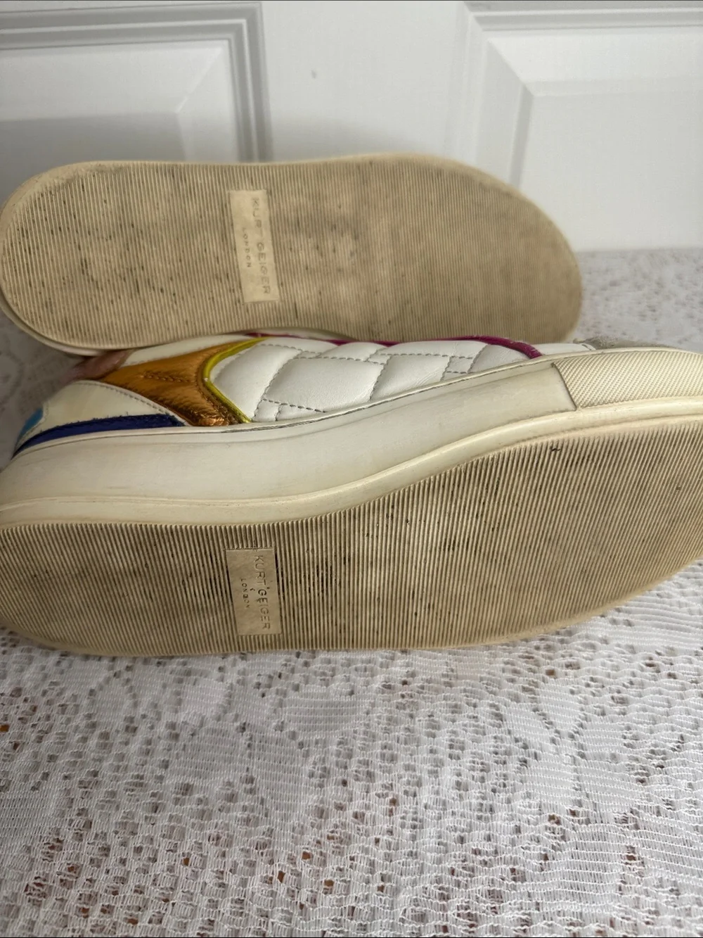Kurt Geiger London Southbank metallic,suede & leather sneakers shoes sz 7.5 (38)